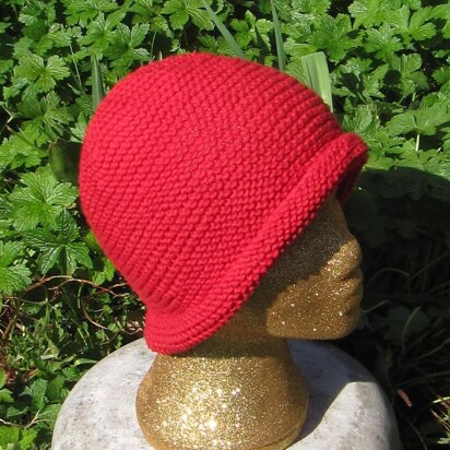 Simple Garter Stitch Roll Brim Beanie Hat