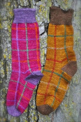 Thistle and Forest Plaid Socks