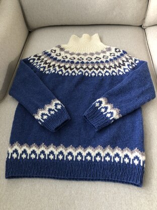 Blue Merino Fair Isle Sweater