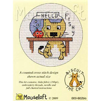 Mouseloft Hello Fishy Biscuit The Cat Kit Cross Stitch Kit - 85 x 110 x 10