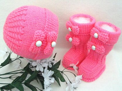 Knitting PATTERN Cute Baby Set Baby Shoes and Hat