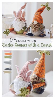 Two Easter Gnomes with a Carrot Crochet Pattern
