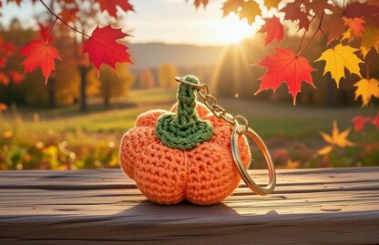 Pumpkin Keychain Crochet Pattern (PDF + Video Tutorial) – Beginner