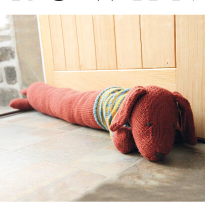 Sausage Dog Draught Excluder in Rowan Pure Wool DK