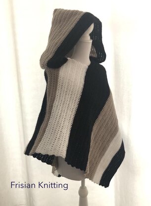 Hooded poncho striped