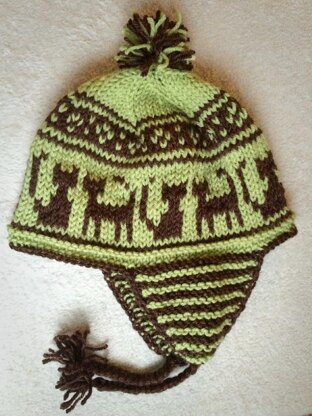 Cat Earflap/beanie Patterned Knit Hat