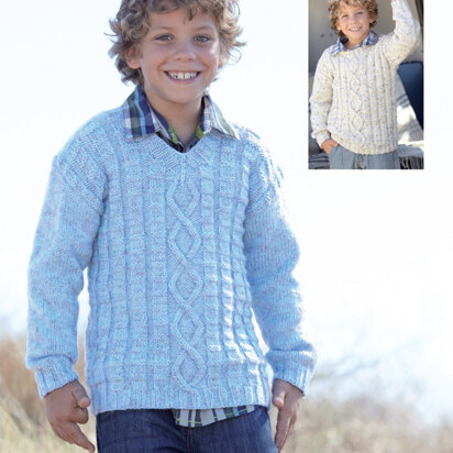 Boy’s Sweaters in Hayfield Bonus Aran Tweed with Wool - 2353