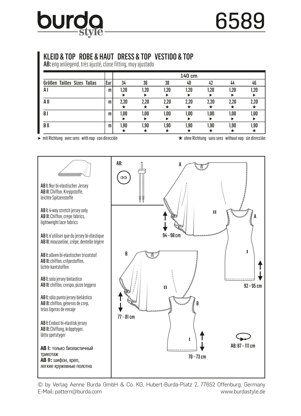 Burda 6589 Dress & Top B6589 - Paper Pattern, Size 8-20