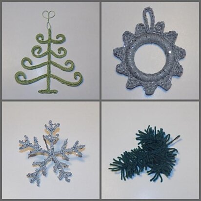 Ornaments: Christmas Tree, Wreath, Snowflake