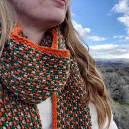 Three Color Seed Stitch Scarf