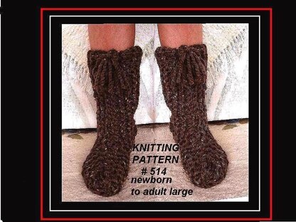 514, knitted boot style chunky slippers, newborn to adult
