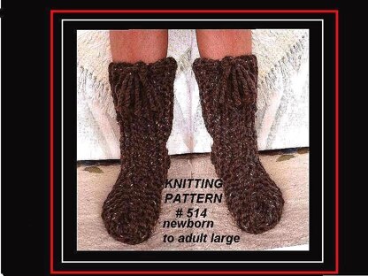 514, knitted boot style chunky slippers, newborn to adult