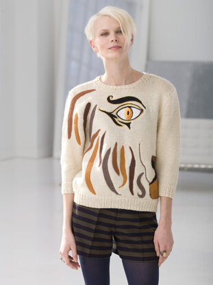 Abstracted Lion Brand Pullover in Lion Brand Vanna's Choice and Bonbons Cotton - L32265