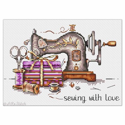 Sewing with Love "Purple" Cross Stitch PDF Pattern