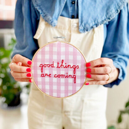 Cotton Clara Good Things Are Coming Printed Embroidery Kit - 6in