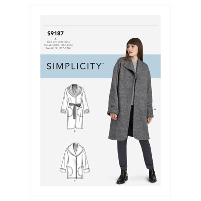 Simplicity Misses' Jacket & Coats S9187 - Paper Pattern, Size A (XXS-XS-S-M-L-XL-XXL)