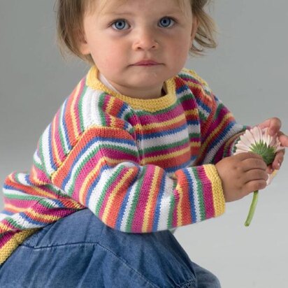 Happy Stripes Jumper Knitting Pattern Multiple sizes Boys Girls Sweater Easy