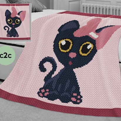 C2C CROCHET Bed Throw - Meow