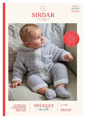 Hooded Onesie and Booties in Snuggly Bouclette in Sirdar Snuggly - 5259 - Downloadable PDF