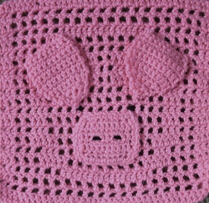 Iggy Piggy Face Filet Baby Blanket Pattern