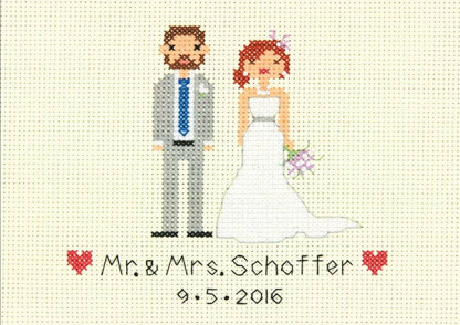 Dimensions Wedding Record Bride and Groom Cross Stitch Kit - 18cm x 12.5cm