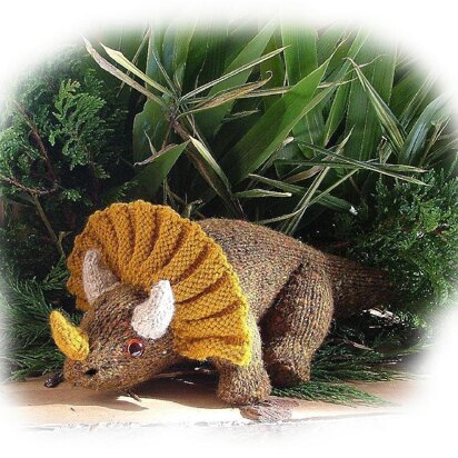 Triceratops  toy dinosaur knitting pattern by Georgina Manvell