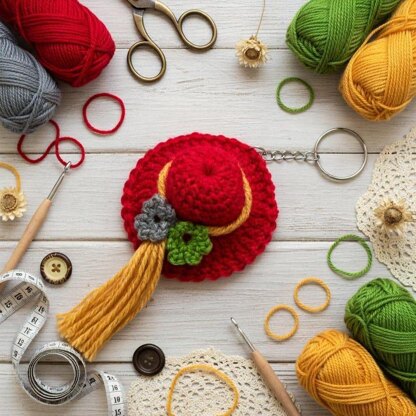 Crochet Hat Keychain Pdf + ideo Tutorials