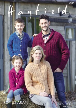 Cardigans in Hayfield Bonus Aran with Wool - 7987 - Downloadable PDF