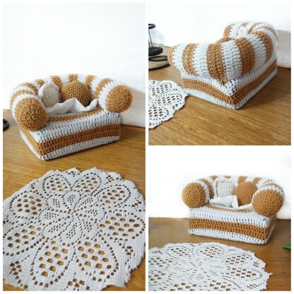 Crochet pattern Armchair for tissue box