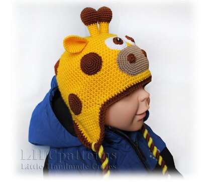 Giraffe Earflup Hat Crochet Pattern