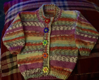 Baby Sweater in Plymouth Encore Worsted Colorspun - F168