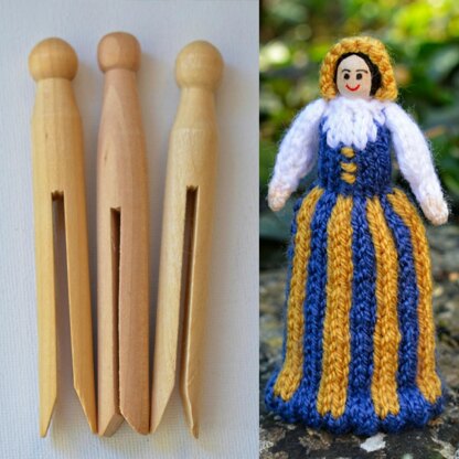 Finland National Costume Peg Doll Knitting Pattern