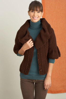 Dressmaker Detail Cardigan in Lion Brand Wool-Ease - 70567AD