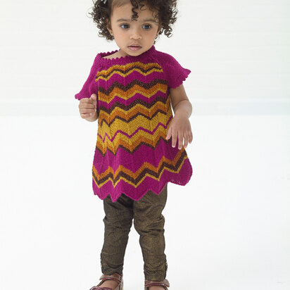 Sweet Zigzag Tunic in Lion Brand Vanna's Glamour - L10682 - knitting pattern