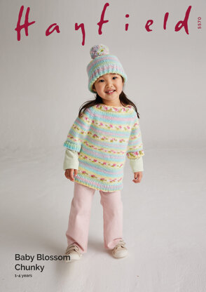 Blooms Poncho & Hat In Hayfield Blossom Chunky - 5570P - Downloadable PDF
