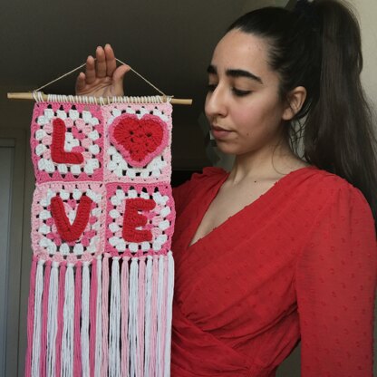 'LOVE' Crochet Wall Hanging