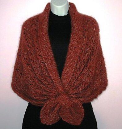 Elegant Brown Shawl Collar Shrug