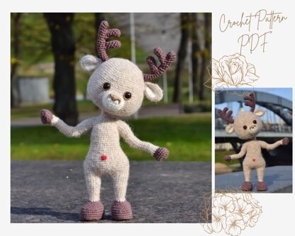 Little Reindeer Crochet Pattern, amigurumi toy PDF