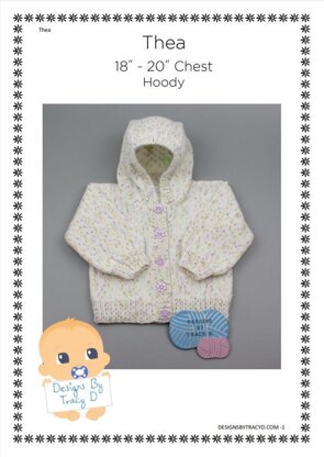 THEA UNISEX HOODY BABY KNITTING PATTERN 18'' - 20'' CHEST