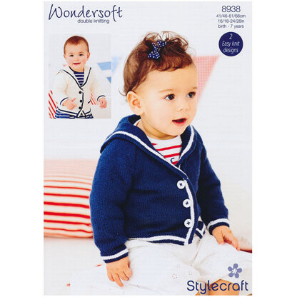 Baby Girl's Sailor Jacket in Stylecraft Wondersoft DK - 8938