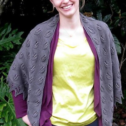 K803-Embossed Leaves Shawl - knitting pattern