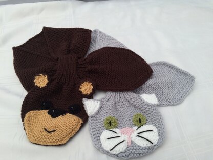 Bear and kitty keyhole scarves