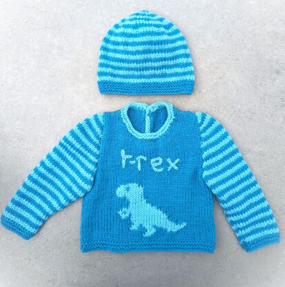 T-Rex Baby Sweater and Hat