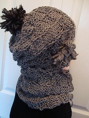 616 Basketweave Slouchie Hat and Cowl, KNITTING PATTERN