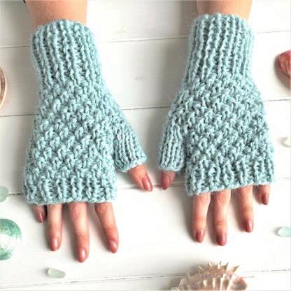 Glacier Blue Fingerless Gloves