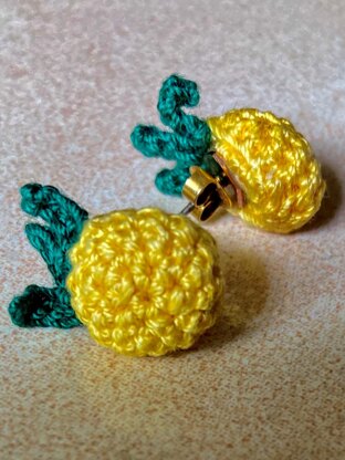 Crochet Pineapple Stud Earrings