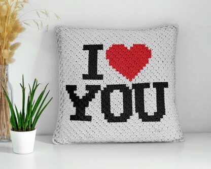Valentine's Day Cushion Corner-to-Corner Crochet Pattern I Love You