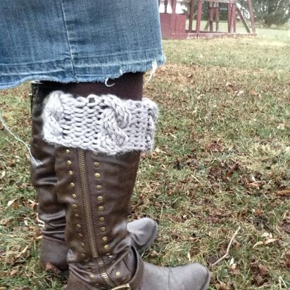 Dallas Grey Chunky Cabled Boot Cuffs