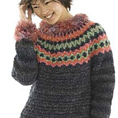 Knit Ideal Icelandic Sweater in Lion Brand Homespun and Fun Fur - 40018