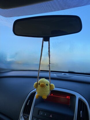 Crochet Duck on a Swing, Car Hanging, Car Charm/Accessory